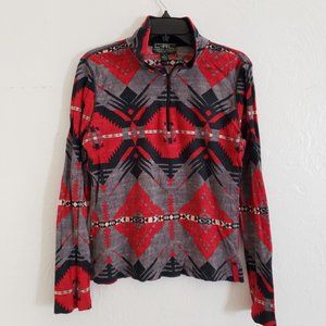 LRL Ralph Lauren Active Waffle 3/4 Zip Pullover Women Size Large Top Aztec Print